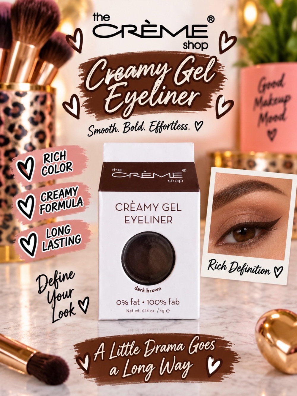 The Crème Shop Creamy Gel Eyeliner — Dark Brown